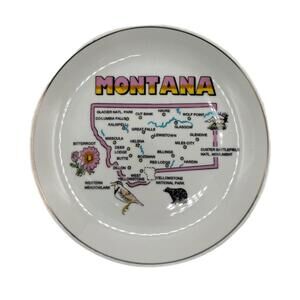 Vintage Montana Pink 7.25” Porcelain Souvenir Plate